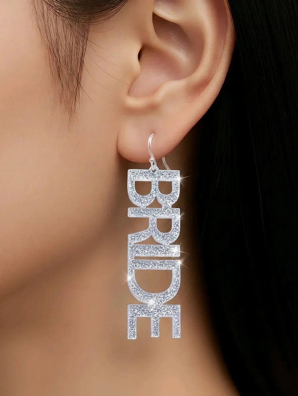 BRIDE Glitter Earrings Bridal Shower Bachelorette Party Wedding Statement